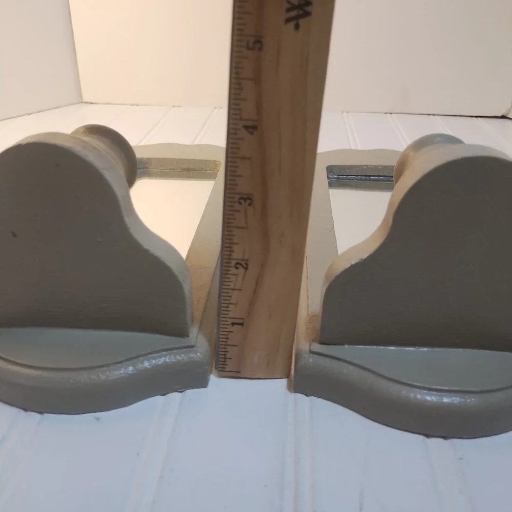 Pair Vintage Wood Gray Wall Candle‎ Sconce Mirror Farmhouse Cottage Painted 11